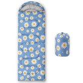 Datura Home Daisy Blue sleeping bag front view highlighting portable design