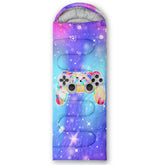 Datura home kids sleeping bag with game-console purple design for cozy camping.