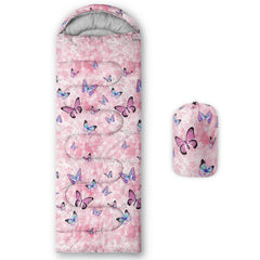 Datura Home kids sleeping bag Sakura hood closeup shows cozy warmth for chilly nights.