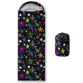 Datura Home kids sleeping bag star black hood closeup highlights warm, secure hood for chilly nights.