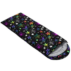 Datura Home sleeping bag star black packaging image shows portable storage with compression sack.