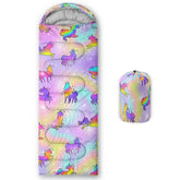 Datura Home Rainbow Unicorn sleeping bag full view for kid-friendly camping.