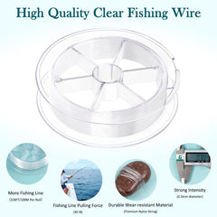 Close-up of transparent 0.3mm fishing line on spool