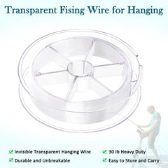Transparent hanging wire for balloons and decorations
