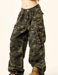 DAZZLZZAD Y2K camo cargo pants with bold streetwear appeal for city outings.