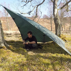 DD Hammocks DD Tarp 3x3 olive green stormproof material demonstrates 3000mm coating for reliable rain shelter