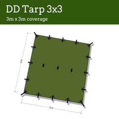 DD Hammocks DD Tarp 3x3 olive green UV50+ protection helps shade during sunny trips