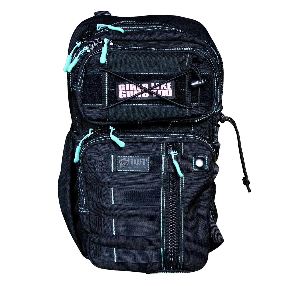 DDT Assassing Large Sling Bag Ice, front view with stabilizing strap for secure hands-free carry