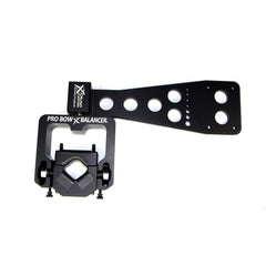 Dead Center Archery Pro Bow Balancer handle cradle on riser for precise balance setup