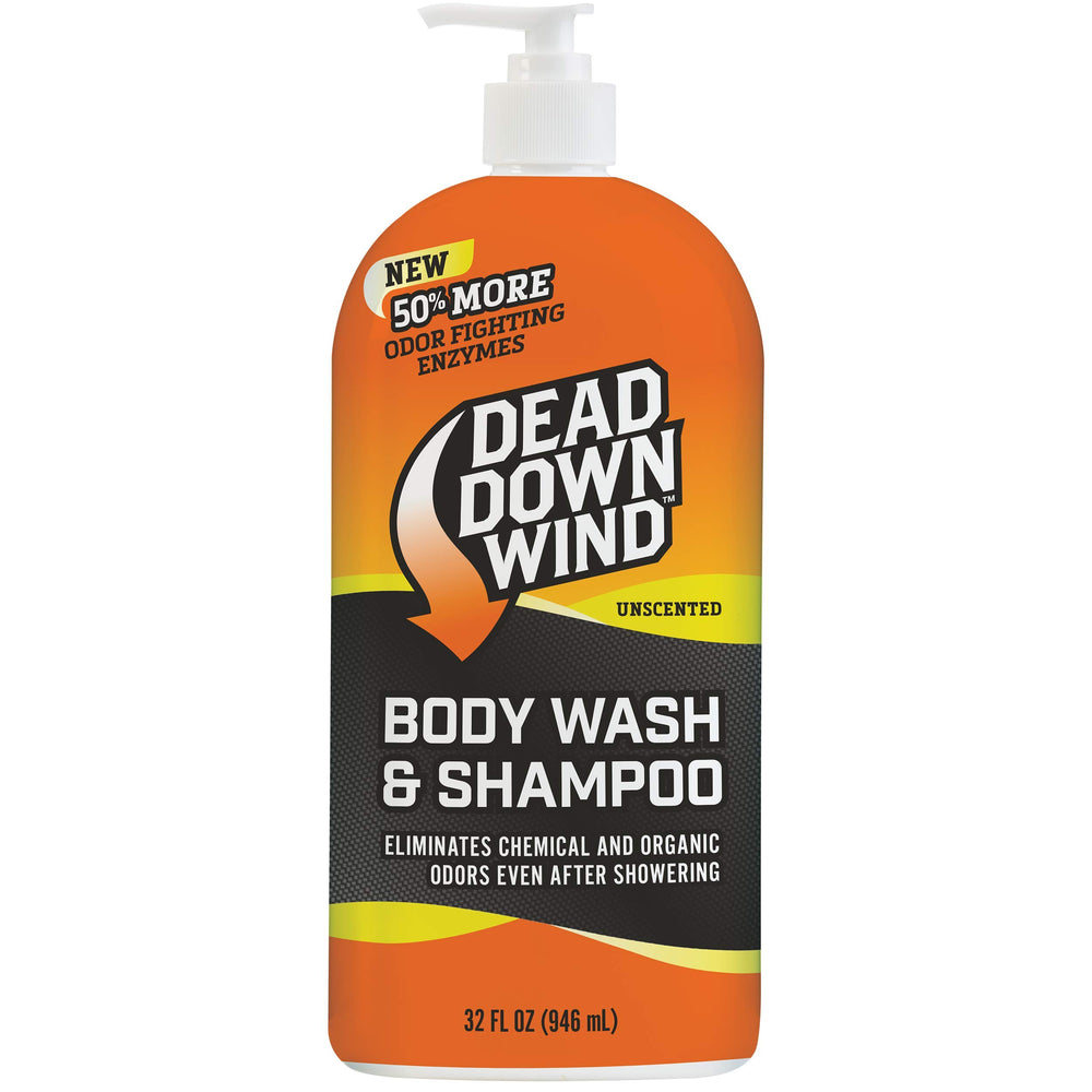 Dead Down Wind Body & Hair Soap bottle with pump top, unscented odor control.
