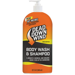 Dead Down Wind Body & Hair Soap bottle with pump top, unscented odor control.