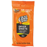 Dead Down Wind dryer sheets odorless pack for scent-free hunting gear and odor control.