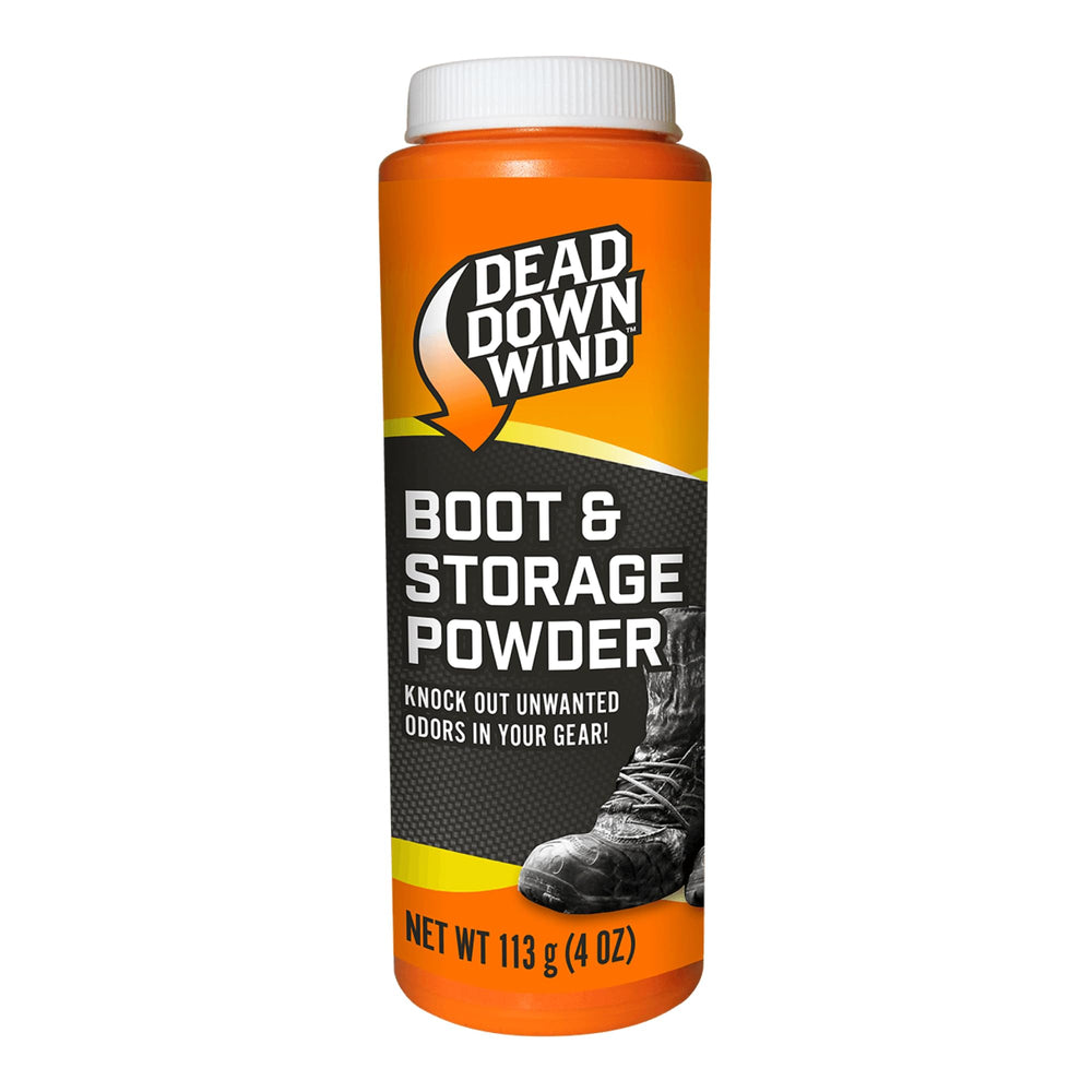 Dead Down Wind foot powder 4oz bottle keeps hunting boots odor-free.