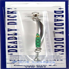 Deadly Dick long green 3-4-ounce lure ideal for surf casting.