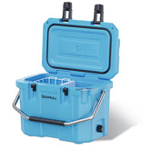 DEAPRULL 30QT hard cooler closed lid demonstrates rugged durability and long ice retention.