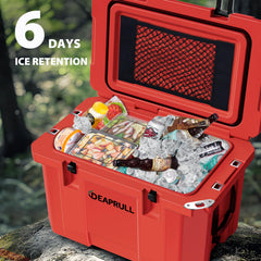 DEAPRULL 60QT hard cooler open lid reveals spacious interior for meals and drinks
