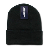 DECKY Acrylic Knit Cap in black – outer view showing warmth and snug fit.