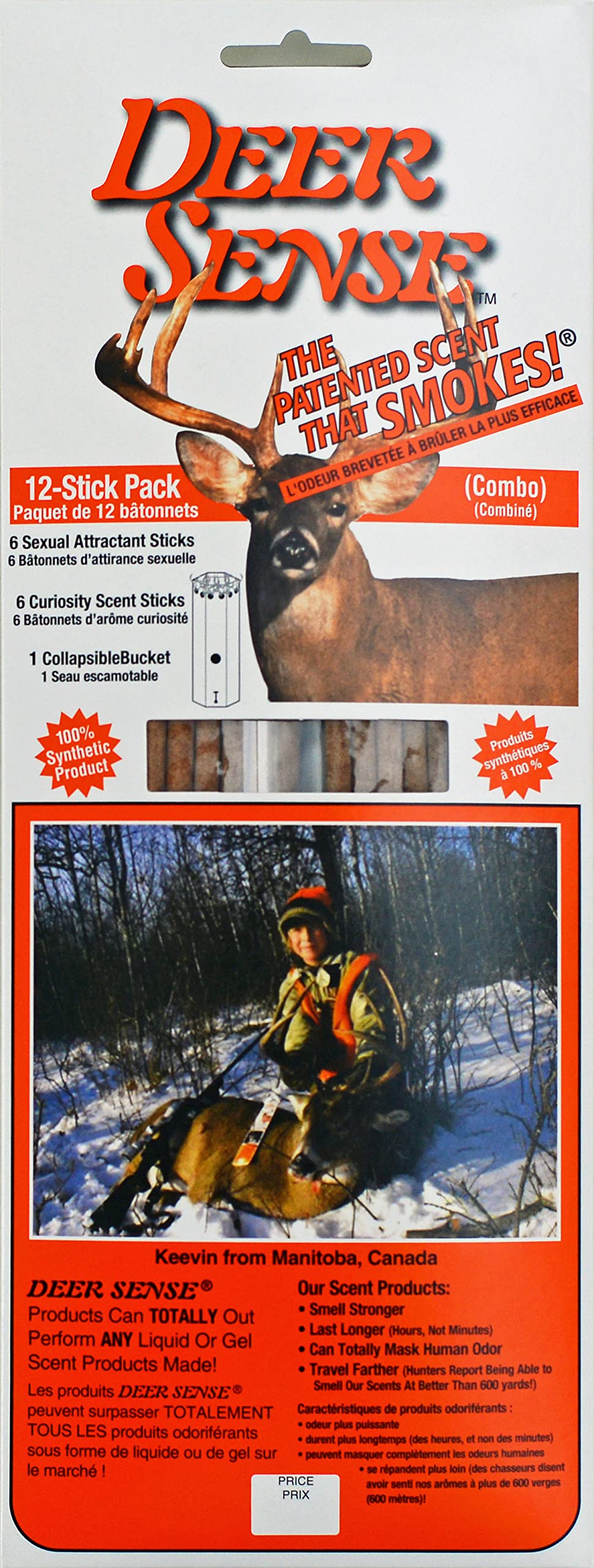 Deer Quest Scents combo pack with sticks and collapsible bucket for controlled scent dispersion