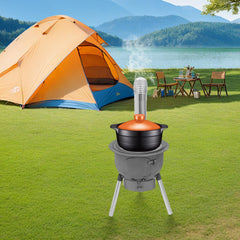DEIGEHJRE stove with three wok rings enables cooking with multiple pot sizes.