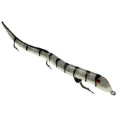 Delong Lures Kilr Eel 13-inch swimbait in action drawing muskies with lifelike movement