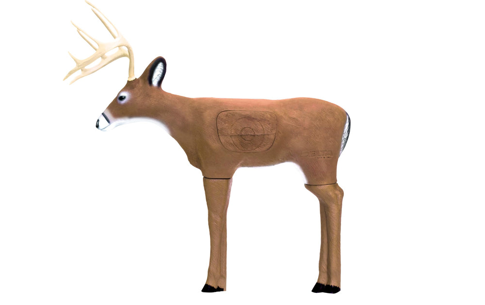 Delta McKenzie Intruder 3D Deer Archery Target in backyard setup (31" x 40"), ready for archery practice