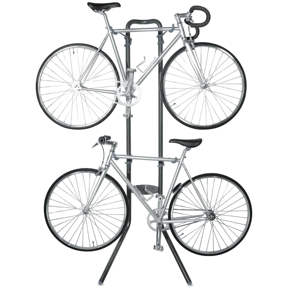 Delta Rugged Two Bike Rack front view, space-saving leaning design for two bikes
