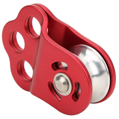 Demeras climbing pulley ball-bearing closeup reducing rope wear in practice
