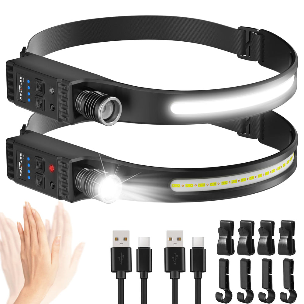 Demlaies headlamp rechargeable 2-pack lighting for camping and nighttime activities.