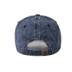 Close-up of 100% cotton fabric on washed denim cap