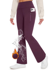 Desol fleece lined hiking pants women front view with zip pockets for secure storage.