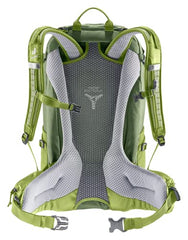 Deuter aircomfort mesh back system closeup enhances air flow during strenuous climbs.