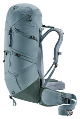 Deuter Aircontact Core 45+10L SL extendable spindrift collar in use.