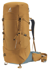 Deuter Aircontact Core 50+10L front view in almond-teal for long hikes