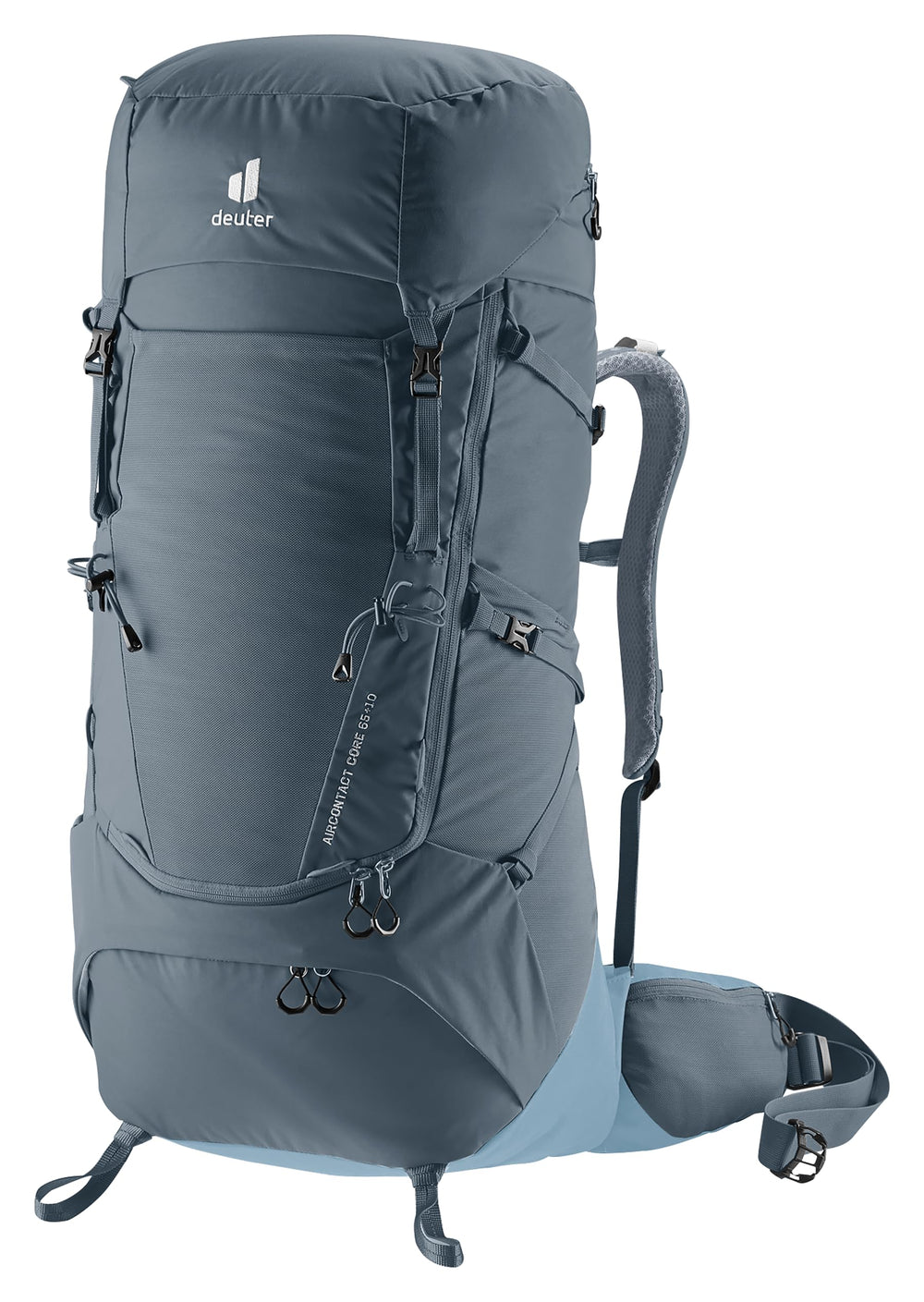 Deuter Aircontact Core 65+10 ink side view for versatile trekking