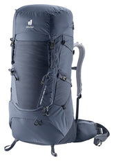 Deuter Aircontact Core 65+10 ink backpack front view for sturdy trekking comfort