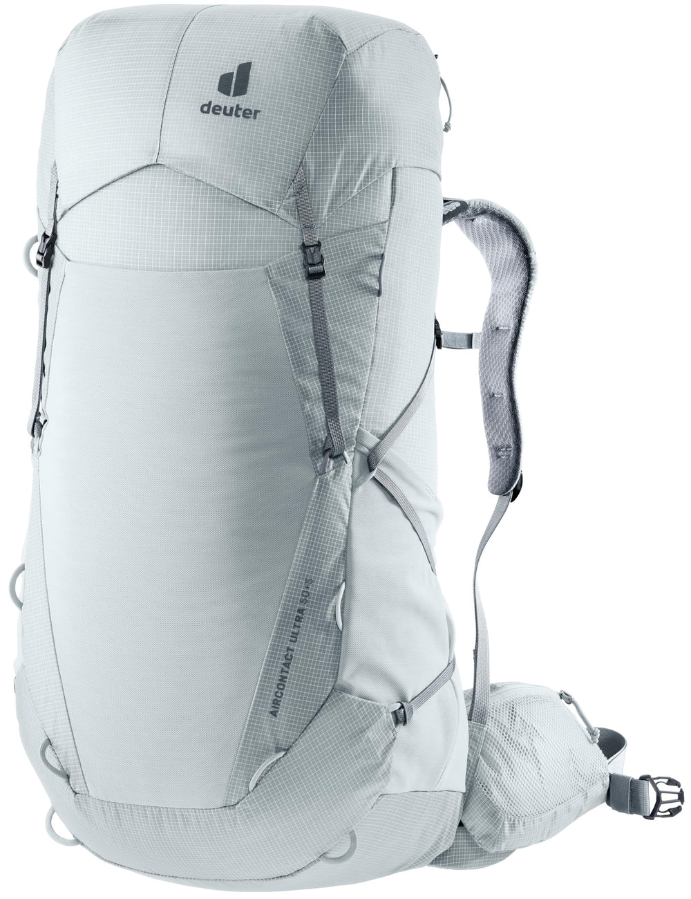 Deuter Aircontact Ultra 50+5 backpack front view for balanced load and stability