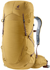 Deuter Aircontact Ultra 50-5L backpack with lid removed for lightweight trekking on long trips.