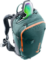 Deuter Alproof 30L SL fleece-lined pockets to protect goggles and lenses from cold and wind