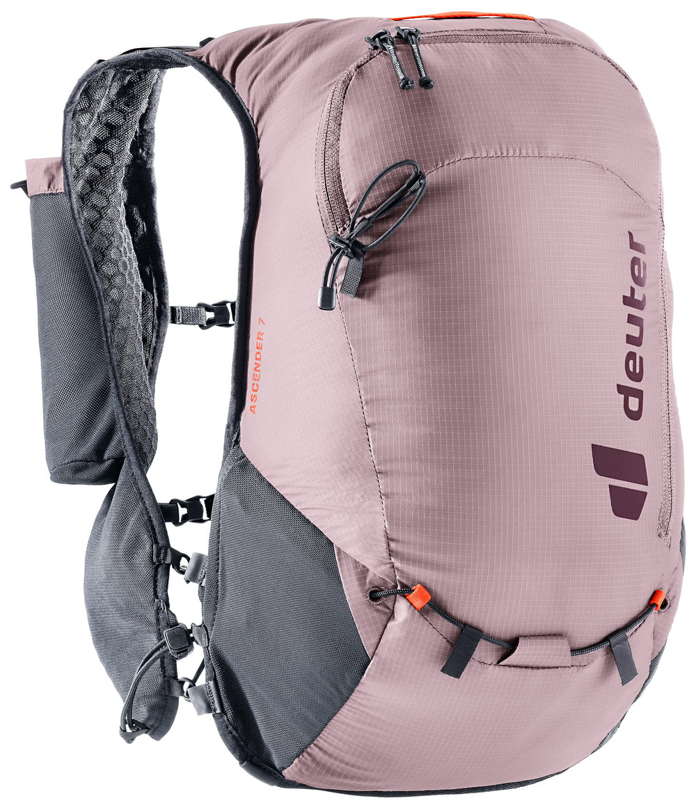 Deuter Ascender 7L grape backpack front view for ultralight trail runs and hikes
