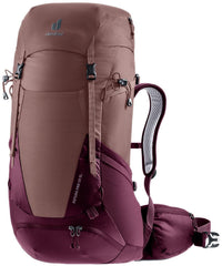 Deuter Futura Pro 38 SL on trail shows breathable back system for comfortable hiking