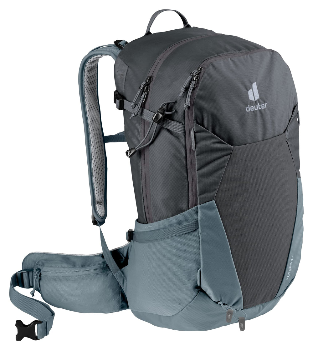 Deuter Futura 27 front view highlights featherweight comfort for all-season hiking.