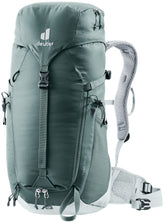 Deuter Women's Trail 22L SL backview: teal pack secured for comfortable mountain hiking