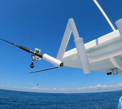 Dev Fishing Angled HTPH100 rocket launcher holders on deck for secure trolling