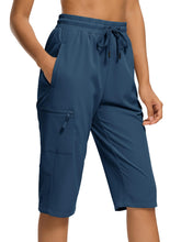 Devoropa women's hiking long shorts in dusty blue, front view, lightweight and quick-dry.
