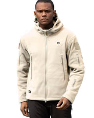 DEWBU heated jacket almond back view with full back heating area