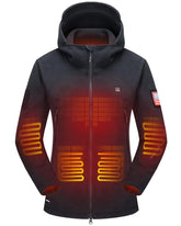 DEWBU heated jacket front view with five heating zones for core warmth.