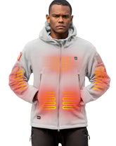 DEWBU heated jacket front view highlighting five heating zones for core warmth