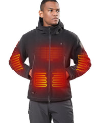 DEWBU heated jacket front view highlights five heating zones for core warmth during cold commutes.