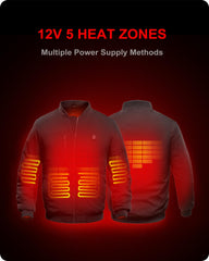 DEWBU heated jacket sleeve zone detail illustrates arm warmth during outdoor activities