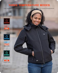 DEWBU Soft Shell Heated Jacket back view distributes heat for core warmth